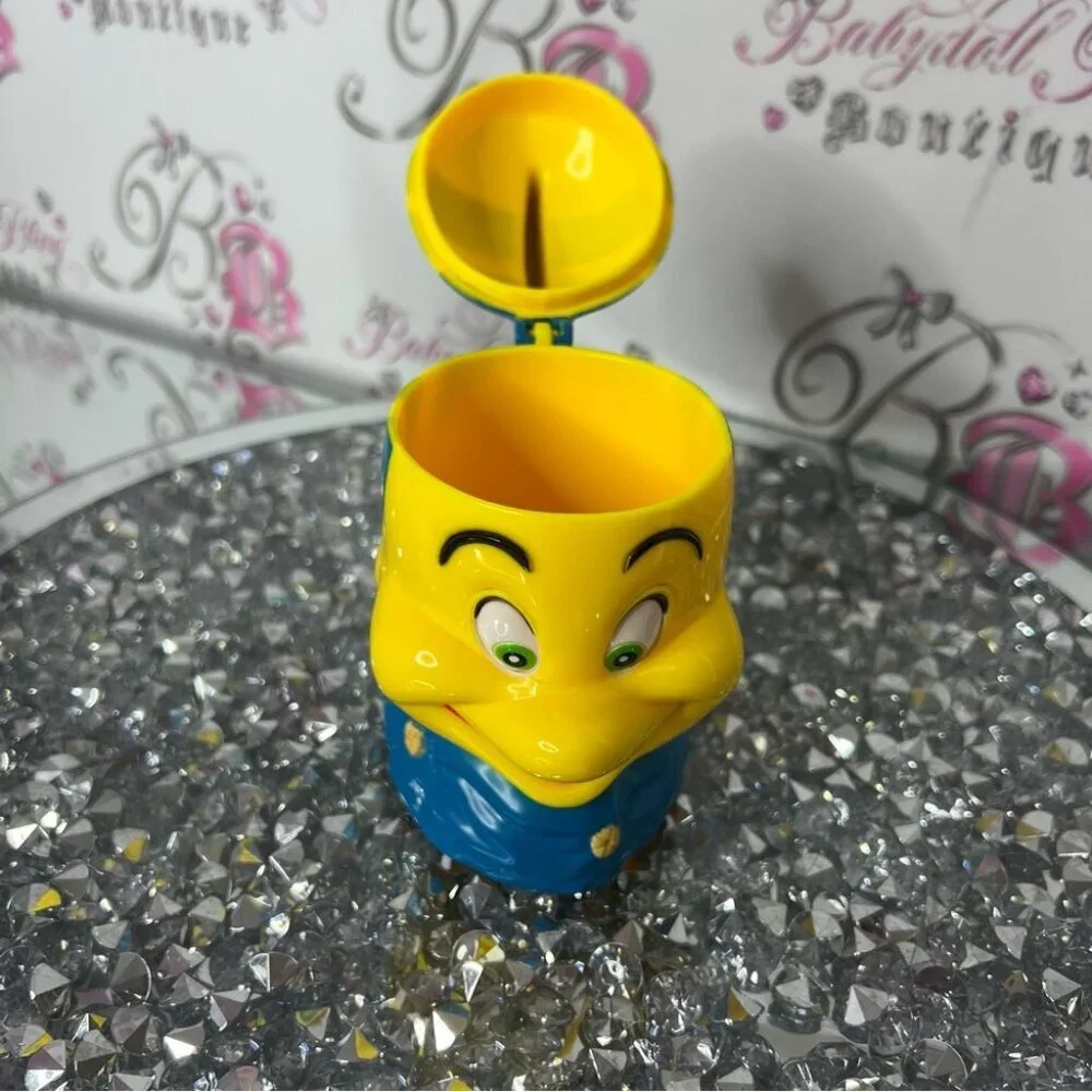 Disney mug cup flip top little mermaid flounder Fish Figurine Yellow Blue Decor